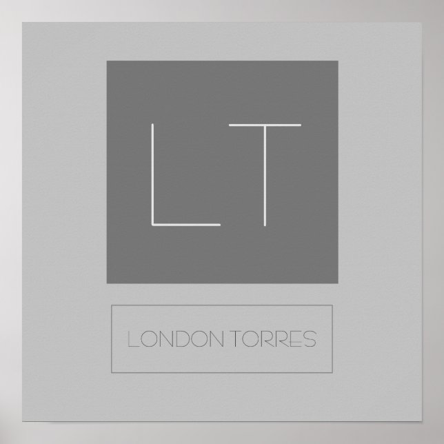 Poster Monograma Cinza Simples Atraente (Frente)