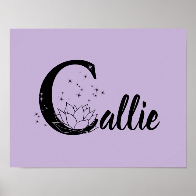 Poster Monograma com Flor Personalizado - Letra C Arte de (Frente)