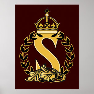 Póster Monograma da Coroa Personalizada - S
