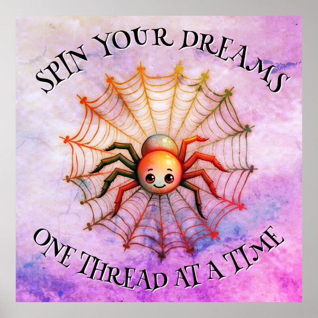 Poster Monograma de aspas inspiracional de aranha branca  (Frente)