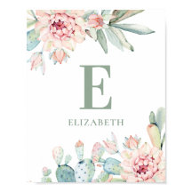 Monograma de bebê suculenta floral. Berçário de Ca