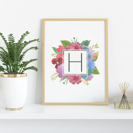Póster Monograma de Buquê de flor selvagem