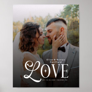 Poster Monograma de Casal de Foto de Casamento Personaliz