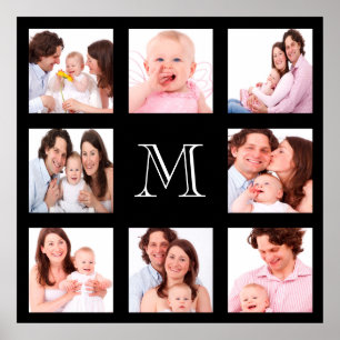 Póster Monograma de Colagem de Fotos da Família Personal