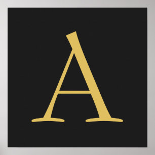 Poster Monograma de cores Dourada da cinza