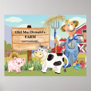 Poster Monograma de Fazenda E-I-E-I-E-I-O do velho MacDon