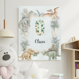 Poster Monograma de Nome Personalizado de Dinossauro Berç