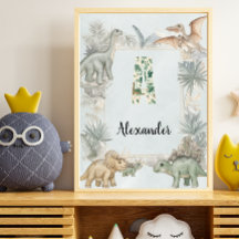 Monograma de Nome Personalizado de Dinossauro Um B