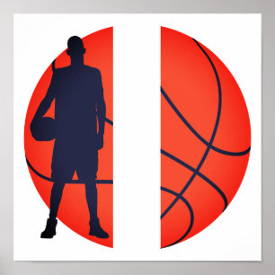Poster Monograma de partida de basquete personalizado