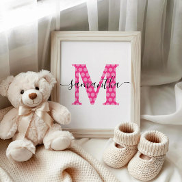 Poster Monograma de Pontos Pink Feminino
