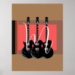 Poster Monograma de Violão Elétrico de pop Art<br><div class="desc">Ilustrações de Desenhos Gráficos de Instrumentos Musicais</div>