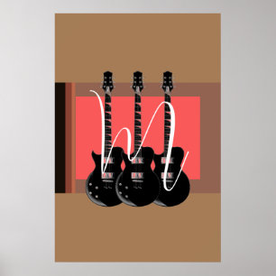 Poster Monograma de Violão Elétrico de pop Art