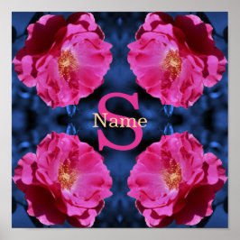 Poster Monograma do Seu Nome Inicial Arte da Rosa Persona