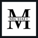 Póster Monograma e Nome Personalizados<br><div class="desc">Monograma personalizado e presentes de nome com monograma personalizado e nome no estilo de fonte de serif clássico. Perfeito como decores caseiros,  presentes para o lar,  presentes de férias para a família,  recém-casados e muito mais.</div>