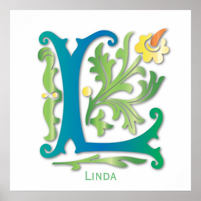 Poster Monograma em Design floral (Frente)