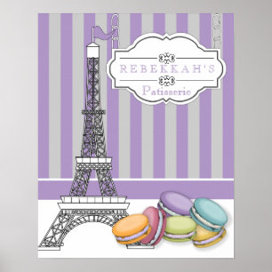 Póster Monograma em Torre Eiffel de Macarons de Paris Rox