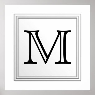 Póster Monograma feito sob encomenda impresso. Preto e