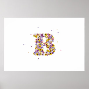 Poster Monograma florado 'B'