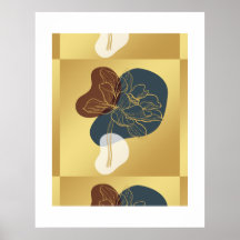Monograma Floral Caprichoso Dourado Moderno Tendên