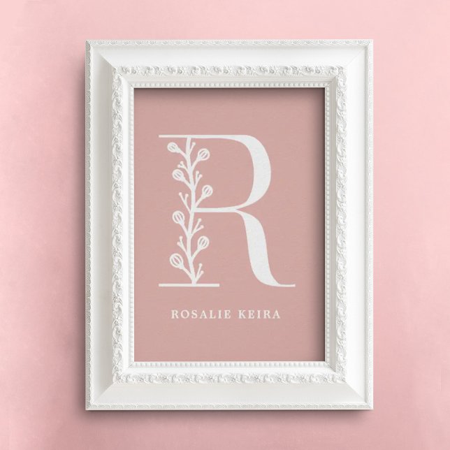Poster Monograma Floral de Cor Personalizada - Letra R No (Criador carregado)