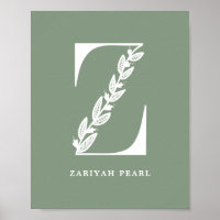 Monograma Floral de Cor Personalizada - Letra Z No
