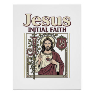 Póster Monograma Inicial de Jesus Fé Monograma Inicial de