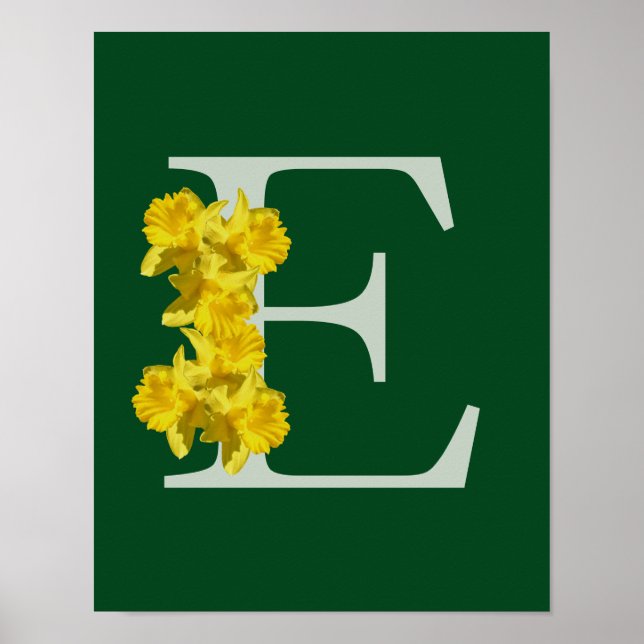 Poster Monograma Inicial de Narciso Personalizado E (Frente)