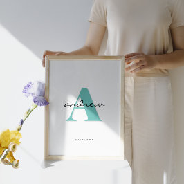 Poster Monograma Inicial do Berçário do Bebê Quarto da Cr