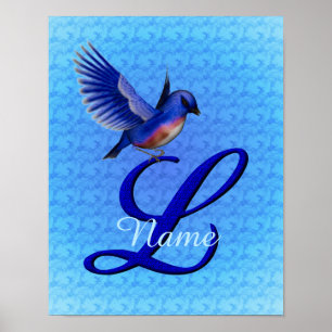 Poster Monograma Inicial L Bluebird Personalizado
