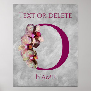 Poster Monograma Inicial O Elegante de Orquídea Personali