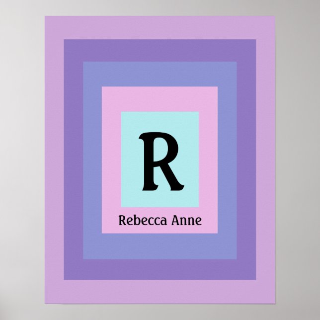 Poster Monograma - Letra com um nome bonito e colorido -  (Frente)