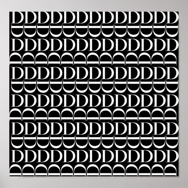 Poster Monograma - Letra Inicial D, Escolher Cor de Fundo (Frente)