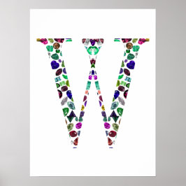 Poster Monograma - Letra W - Gemstone Design inicial