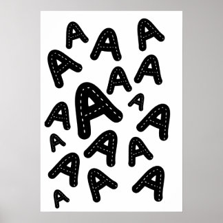 Poster Monograma Minimalista Costurado A - Padrão Geométr