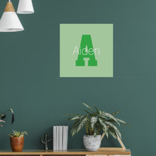 Poster Monograma Moderno em Negrito Verde Claro e Kelly