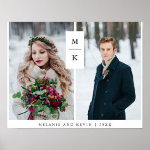 Poster Monograma Moderno Grelha de duas fotos