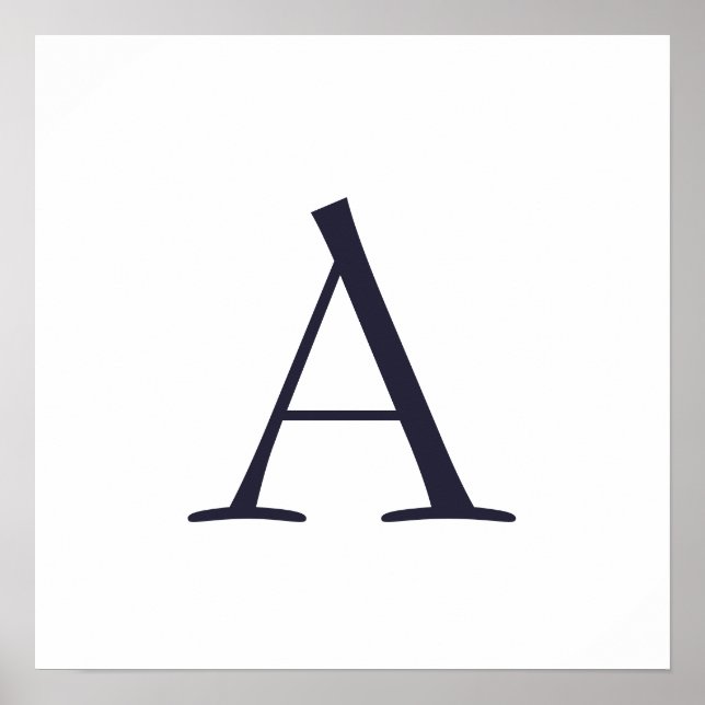 Poster Monograma Moderno Simples Azul Inicial (Frente)