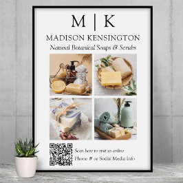 Poster Monograma ou adição de logotipo Business Código QR