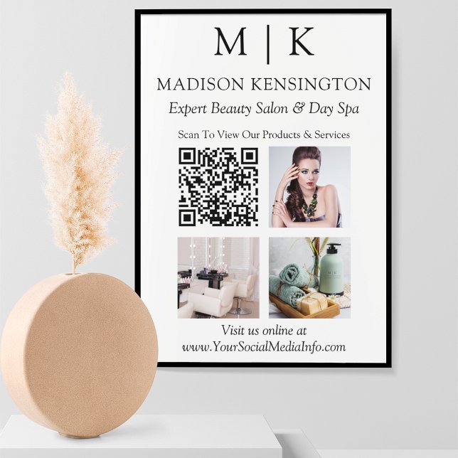 Poster Monograma ou Adicionar logotipo Business Código QR (Edit to Customize text, colors and more)