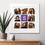 Póster Monograma Personalizado de Colagem de Fotos Branca<br><div class="desc">Você pode usar fotos do Instagram para este design. Use 8 fotos quadradas para criar um presente exclusivo e pessoal. Ou você pode ficar com o filhote hipster e fazer uma moda. Se precisar ajustar as fotos,  clique na ferramenta personalizar para fazer alterações.</div>