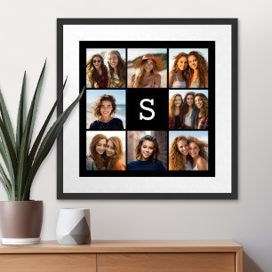 Póster Monograma Personalizado de Colagem de Fotos em Pre