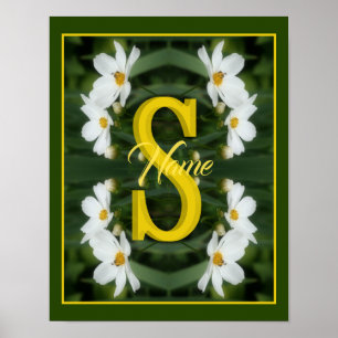 Poster Monograma Personalizado Inicial Nome Flor de Marga