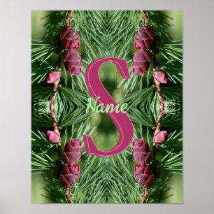Poster Monograma Personalizado Inicial Nome Pinhas Arte d