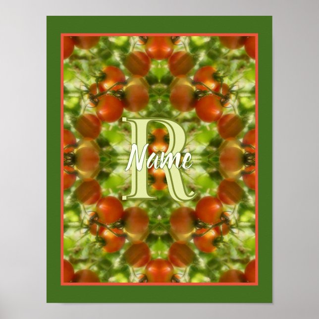 Poster Monograma Personalizado Inicial Nome Tomates de Ja (Frente)