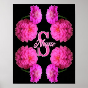 Poster Monograma Personalizado Inicial Nome Zinnia Arte F