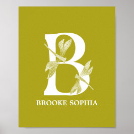 Poster Monograma Personalizado - Letra B Dragonfly Nurser