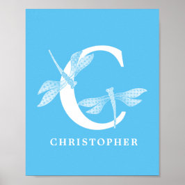 Poster Monograma Personalizado - Letra C Dragonfly Nurser