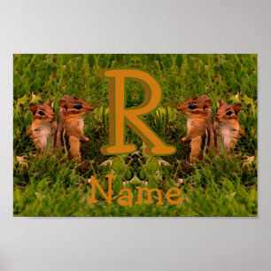 Poster Monograma Personalizado Seu Nome Inicial Esquilos