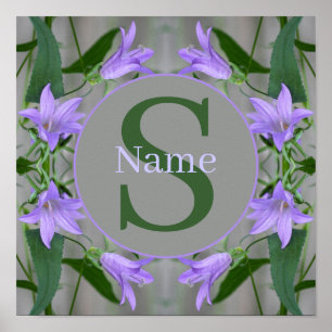 Poster Monograma Personalizado Seu Nome Inicial Flores de