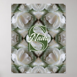 Poster Monograma Personalizado Seu Nome Inicial Rosa Bran